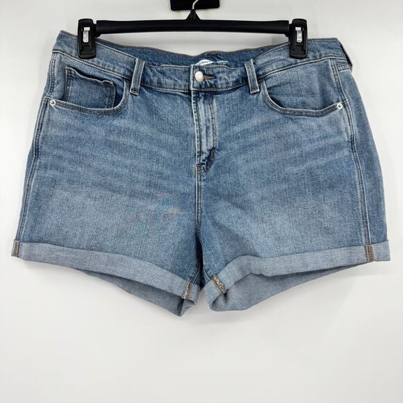 Old Navy Women's Size 16 Blue Light Wash Mid Rise Cuffed Boyfriend Denim Short - Picture 8 of 8
